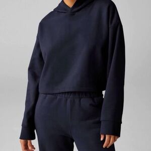 Beyond Yoga Navy Blue Cropped Hoodie Sweatshirt